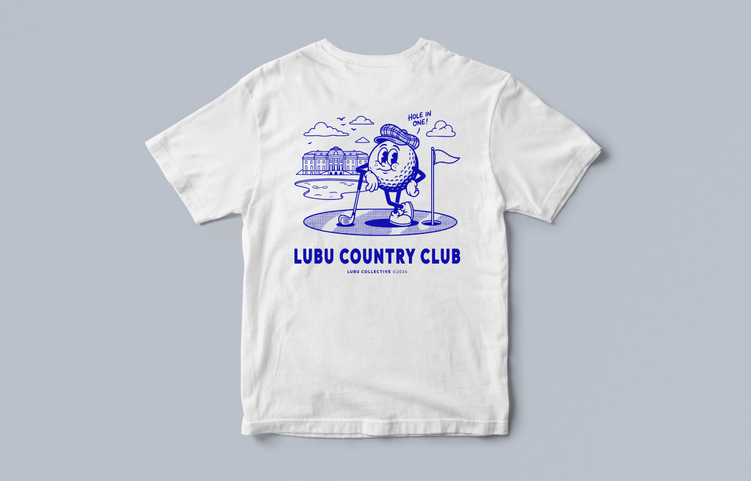 Country Club Tee – Rückansicht mit Cartoon-Backprint